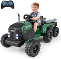 24V Ride on Tractor with Detachable Trailer, Kids' Electric Vehicles with 3 Speeds, 15° Climbing, Wireless Design