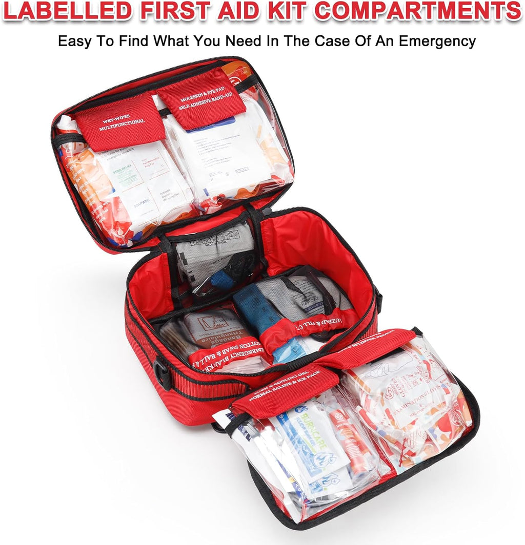 Premium 450 Piece Large First Aid Kit for Home, Travel, Camping, Car, Hiking & Outdoor Emergencies - Emergency