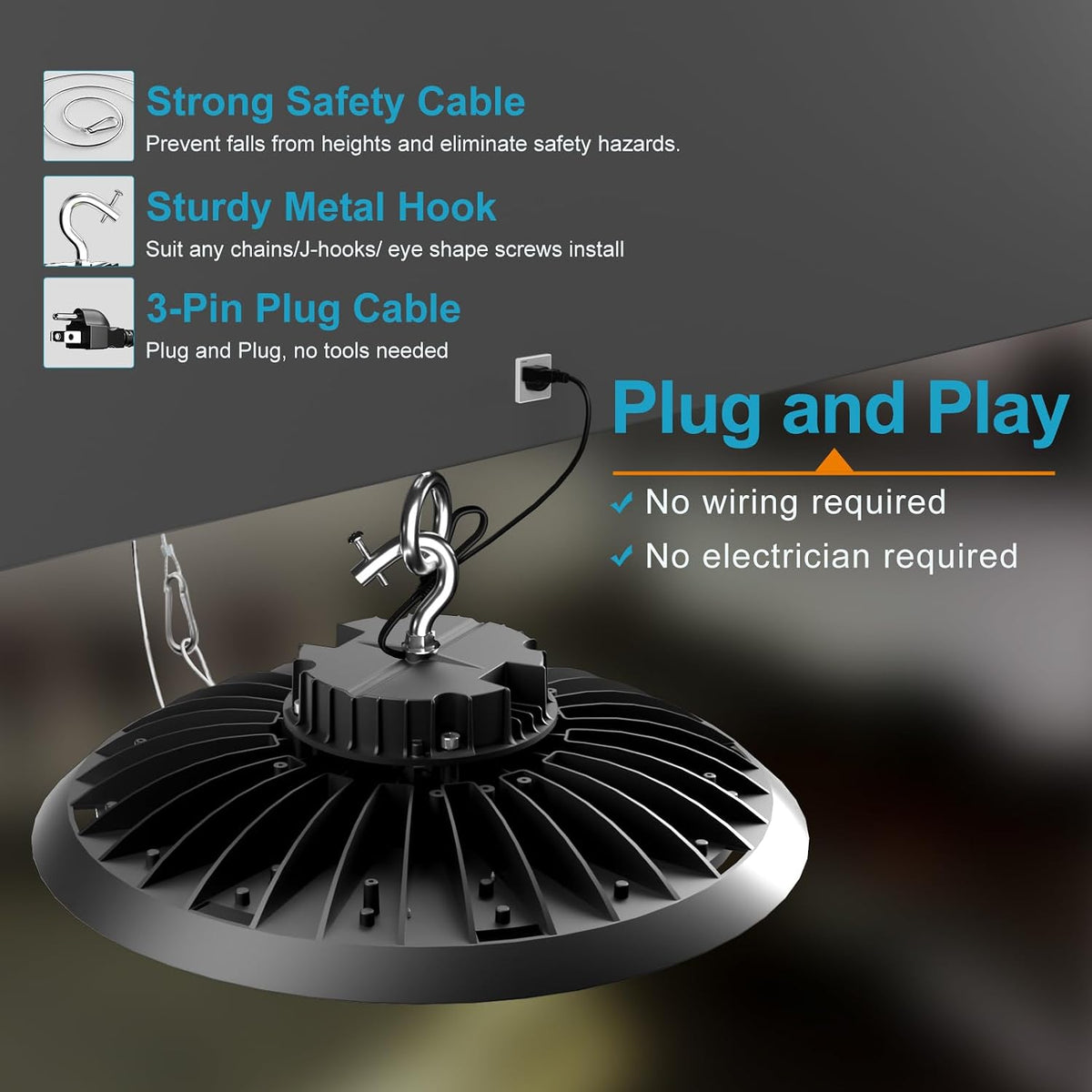 Lightdot 4Pack 200W High Bay LED Shop Light, 30000LM UFO High Bay Lighting