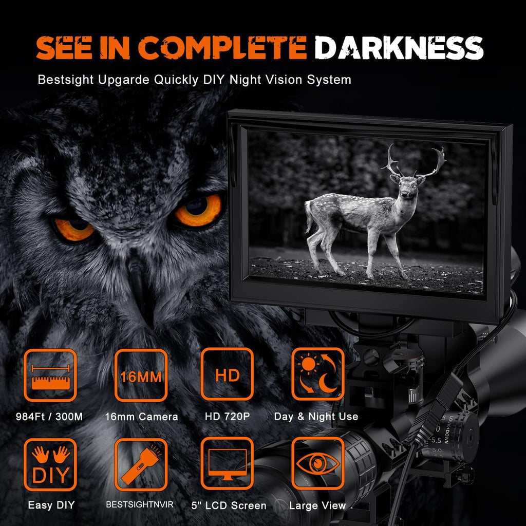 DIY Rifle Night Vision Scope with CCD and Flashlight for Riflescope Hunting