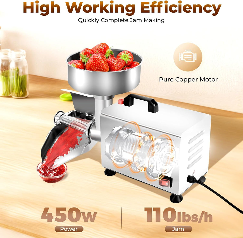 450W Electric Tomato Strainer Commercial Tomato Milling Machine Stainless Steel Tomato Press and Strainer 50 Kg/H
