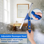 12 inch Rotatable Shower Squeegee for Glass Doors, Multi-Purpose Window Squeegee with Hook & Refill Rubber Blade