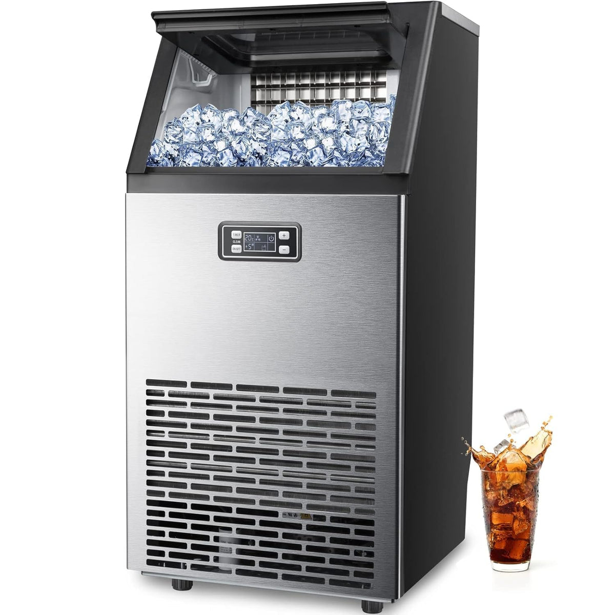 Commercial Ice Maker Machine 100Lbs/24H, Stainless Steel Undercounter Ice Maker with 33Lbs Storage Capacity