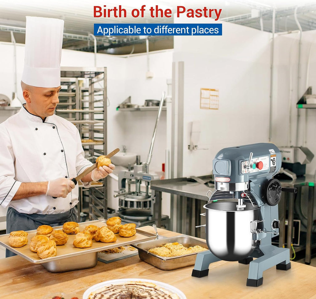 Commercial Planetary Stand Mixer, 1100W 3-Speed Dough Mixer w