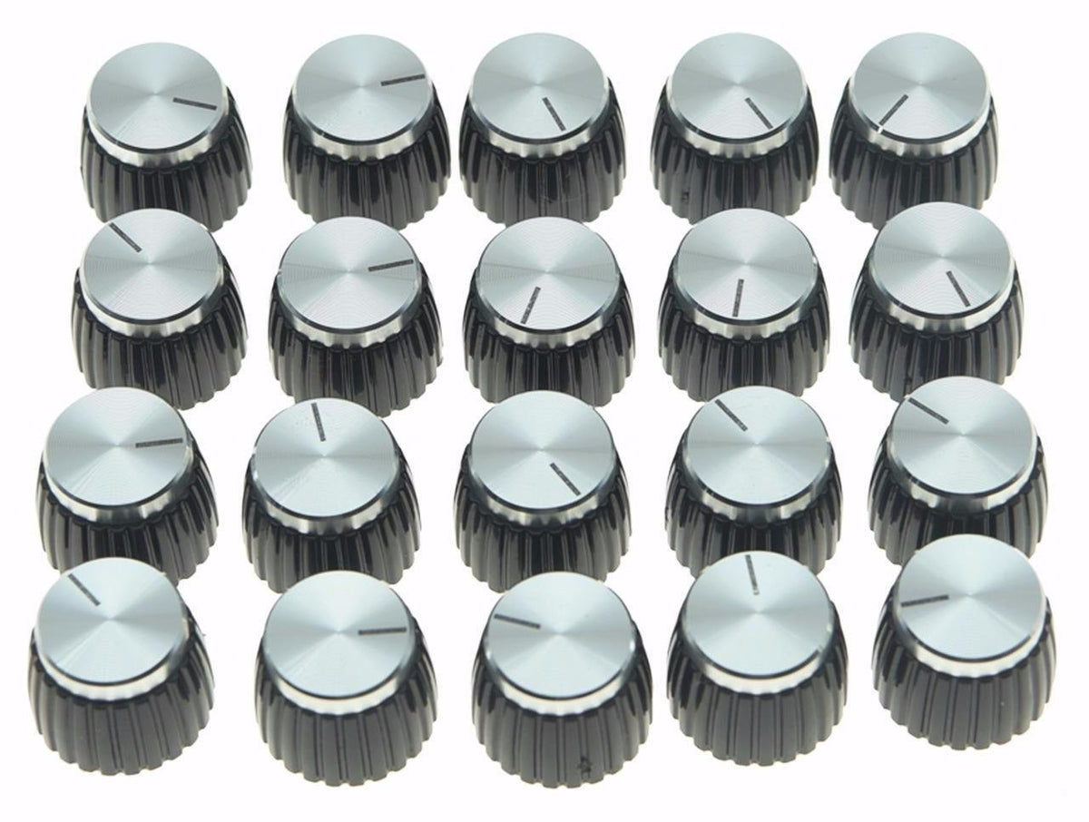 Dopro 20pcs Guitar AMP Amplifier Push on fit Knobs Black w/Silver Cap for Marshall Amplifier