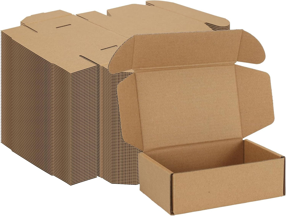 6x4x2 Inches Shipping Boxes Pack of 75, Small Corrugated Cardboard Box for Mailing Mailer Packing, Brown