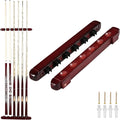 Wooden Billiard Cue Sticks Rack,2-Piece 4/6/8 Billiard Pool Cue Rack Wall Mounted Holders (wine, 6 cue)