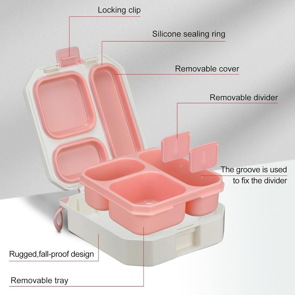 Bento Lunch Box for Kids with 12oz Soup Thermo Leak-Proof Lunch Food Container with 5 Compartment Thermo Hot Food Jar