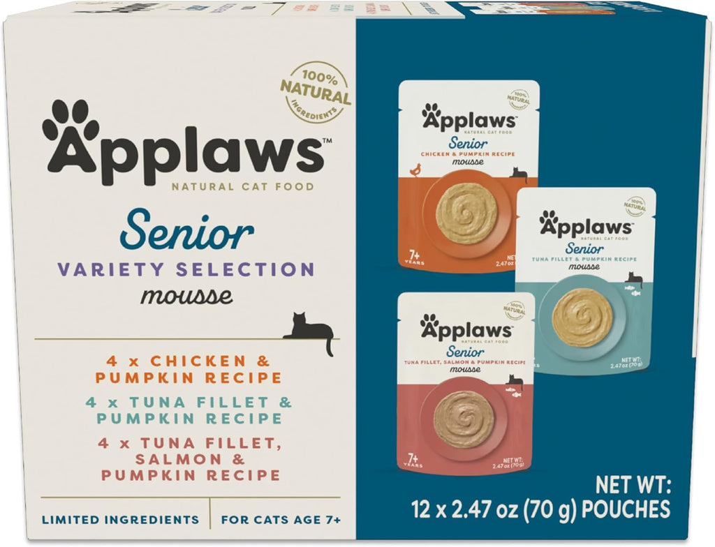 Senior Variety Mousse Wet Senior Cat Food 12-Pack 2.47 oz Pouches
