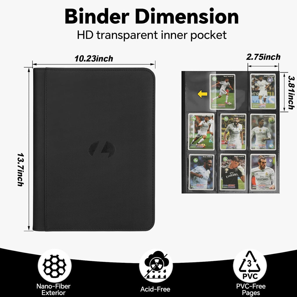 Trading Card Binder, Premium 9-Pocket Double Sided 540 Pocket PU Card Collection Binder, Collectible Trading Card