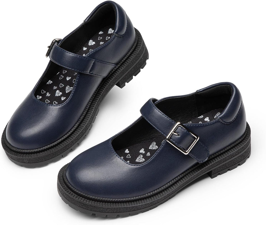 Girls Mary Jane Dress Shoes Kids School Uniform Loafers Chunky Flats | Girls Chunky Platform Flats, Easy