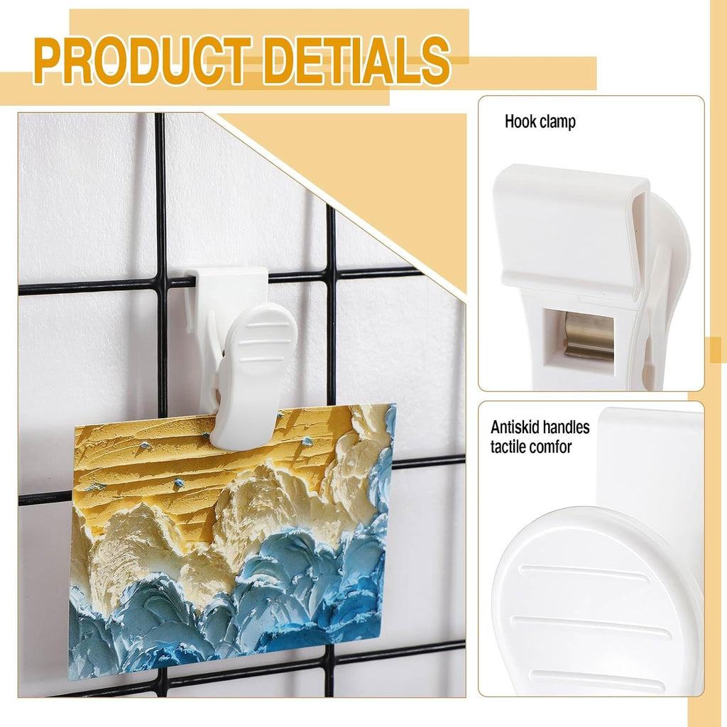 15 Pcs Gridwall Accessories Grid Wall Hooks Clips, Hanging Display Oil Painting Art Exhibition Sign Panel Wall Wire