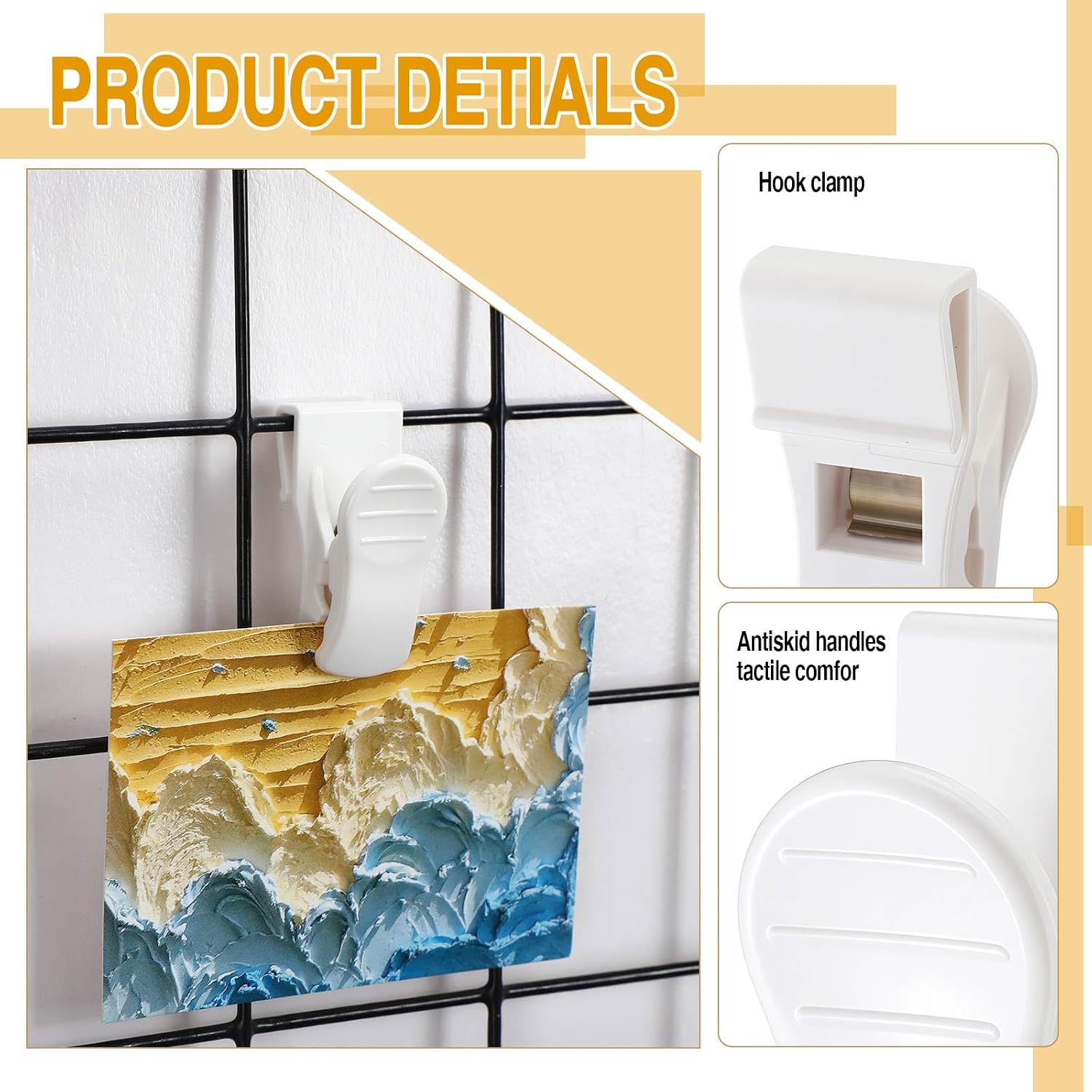 15 Pcs Gridwall Accessories Grid Wall Hooks Clips, Hanging Display Oil Painting Art Exhibition Sign Panel Wall Wire