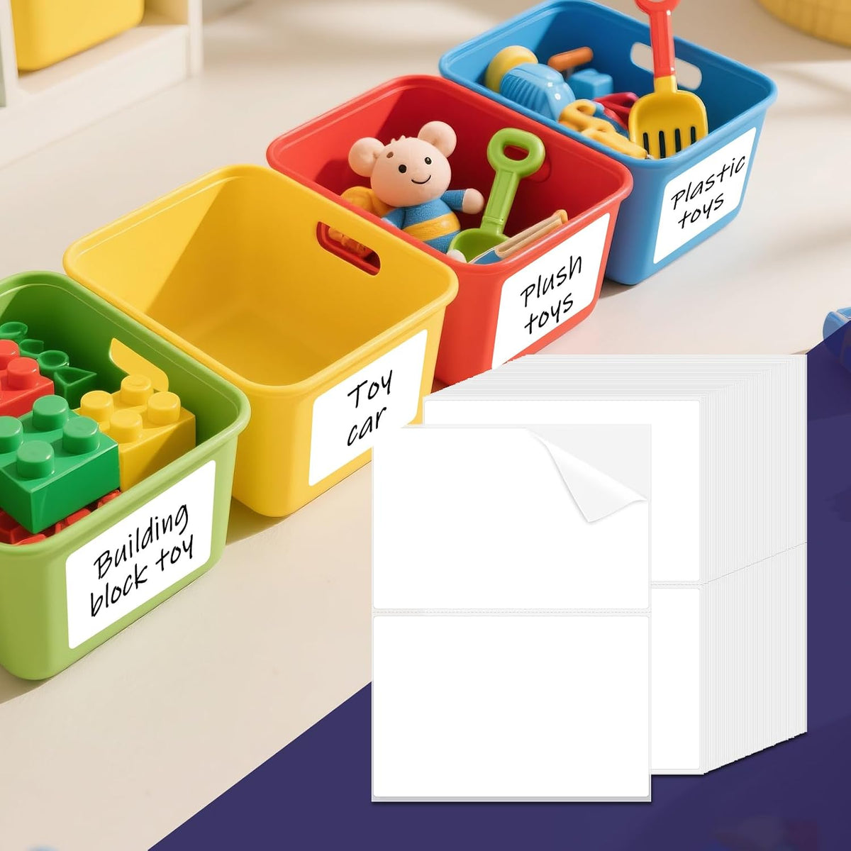 150 Pcs 6"x4" Blank Removable Labels for Storage Bins No Residue