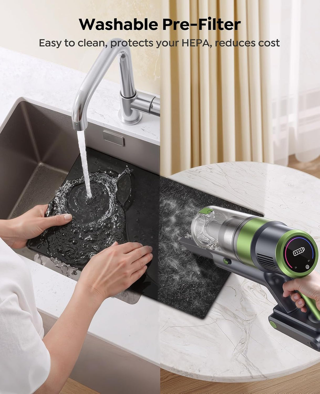 Air Purifier for Home Large Room up to 3000Ft², HEPA Air Purifier with Washable Double-Sided Filters, Smart WiFi, AQI