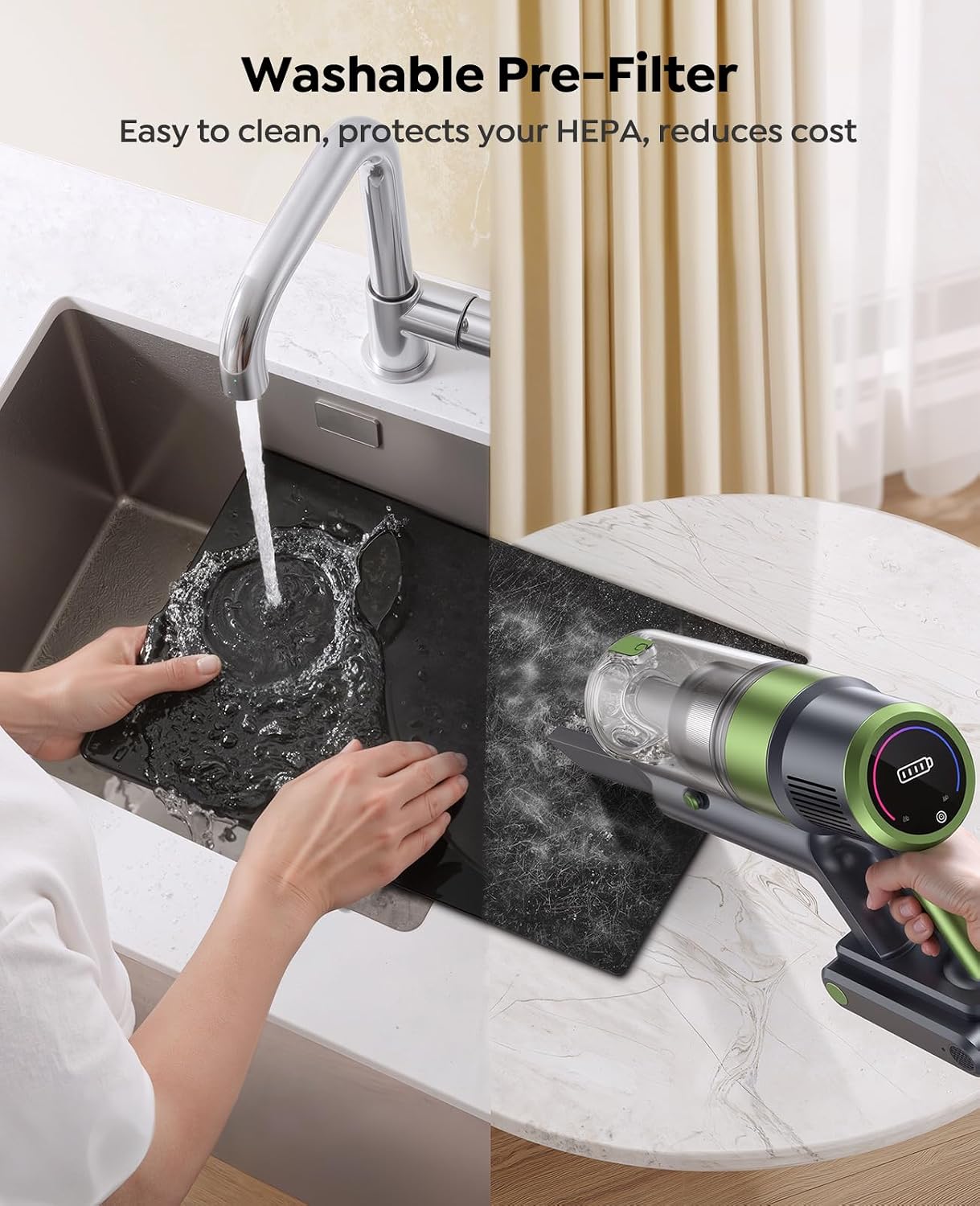 Air Purifier for Home Large Room up to 3000Ft², HEPA Air Purifier with Washable Double-Sided Filters, Smart WiFi, AQI