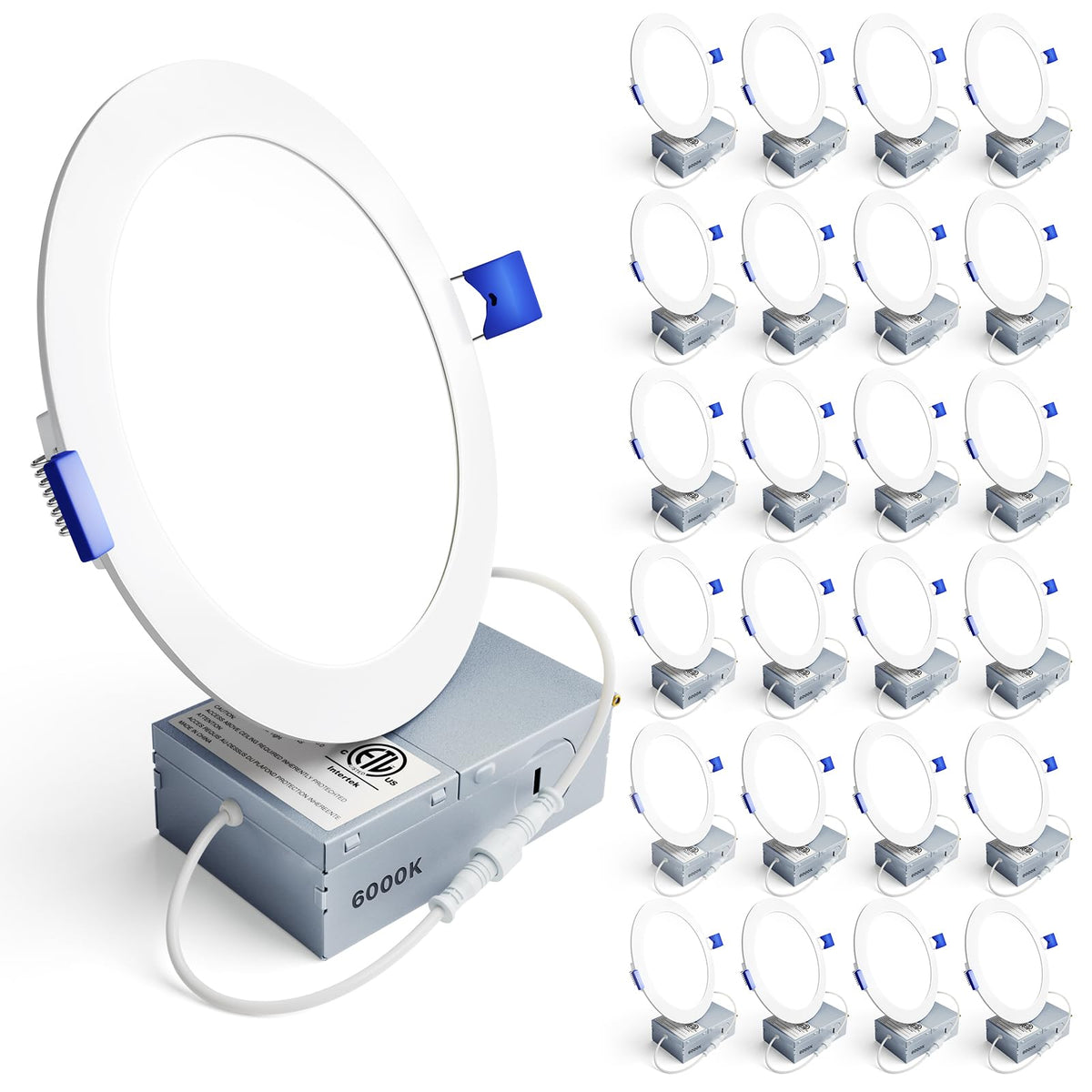 24 Pack 6 Inch LED Recessed Light, 6000K Dimmable Canless Wafer