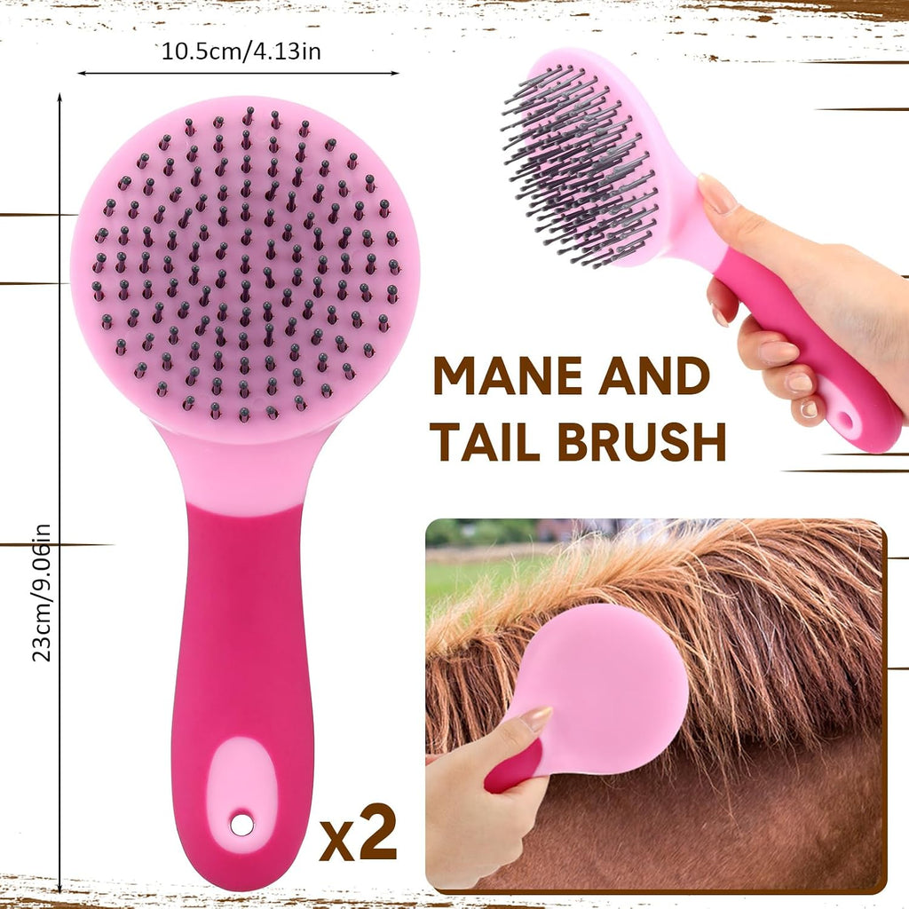 2 Pack Mane and Tail Brush Mane and Tail Horse Bog Brush with Grip Random Color