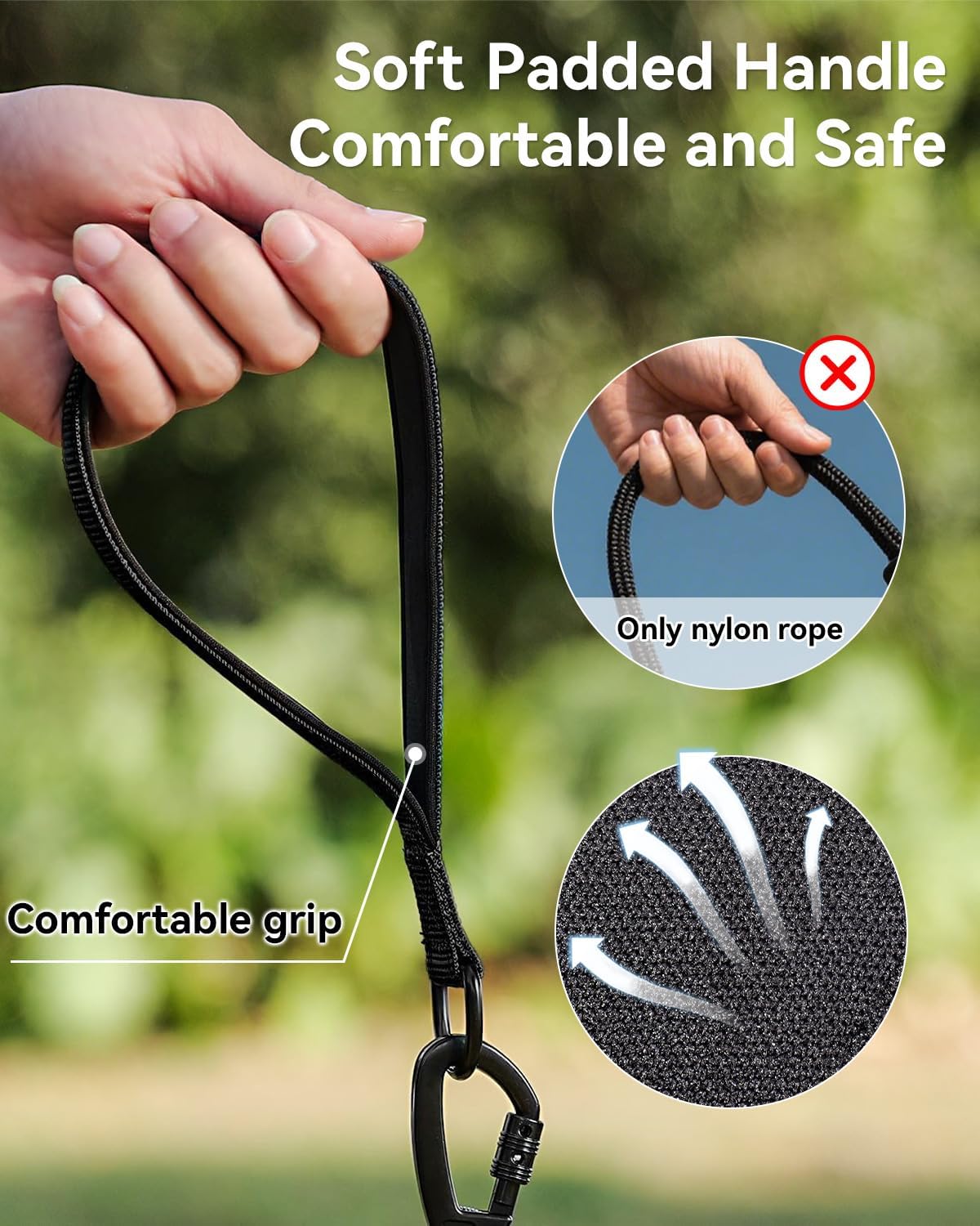 Long Dog Leash for Yard Tie Out & Recall Training, Black, 30FT