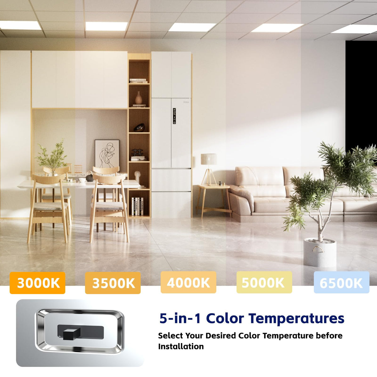 6Pack 2x2 LED Panel Light 5CCT Selectable Drop Ceiling Light Fixture