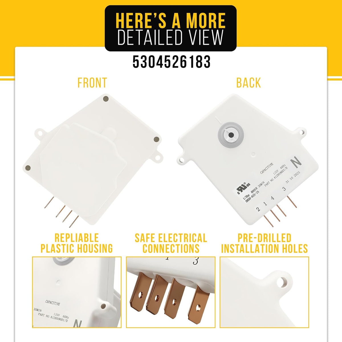 Refrigerator Defrost Timer for Frigidaire FFTR2045VB6