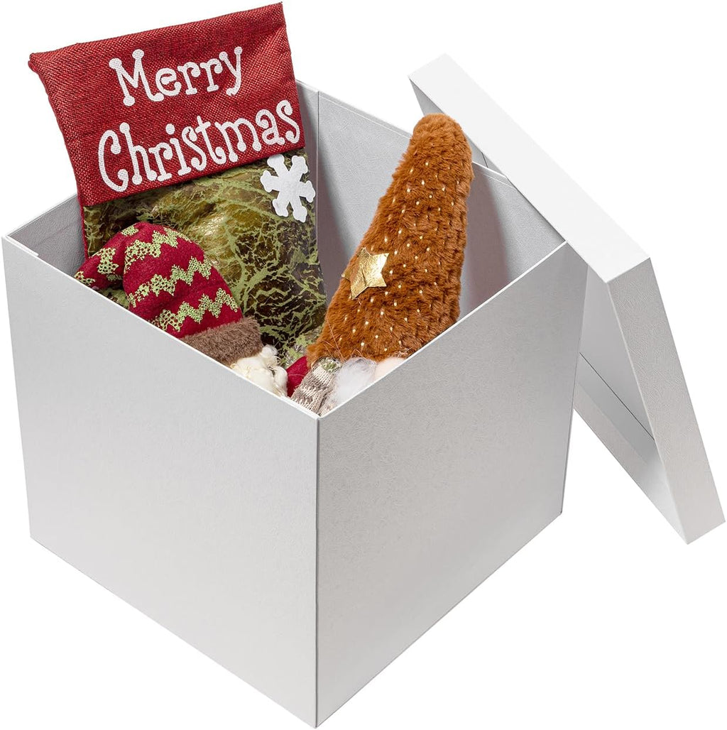 12x12x12 Inches Large Gift Box with Lid for Presents White 1 Pack