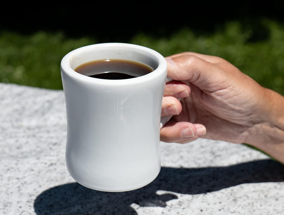 10-Ounce Ceramic Retro Diner Style Heavyweight Restaurant Mug, Two-finger C-handle (White, 1)