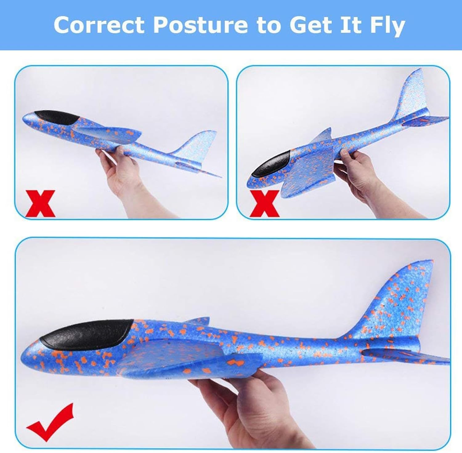 4 Pack Toy Airplanes, 17.5" Large Throwing Foam Plane, 2 Flight Mode, Aeroplane Gliders, Flying Aircraft, Gifts for 3