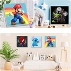 4 Pack Cartoon Paint by Number for Kids with Wooden Frame