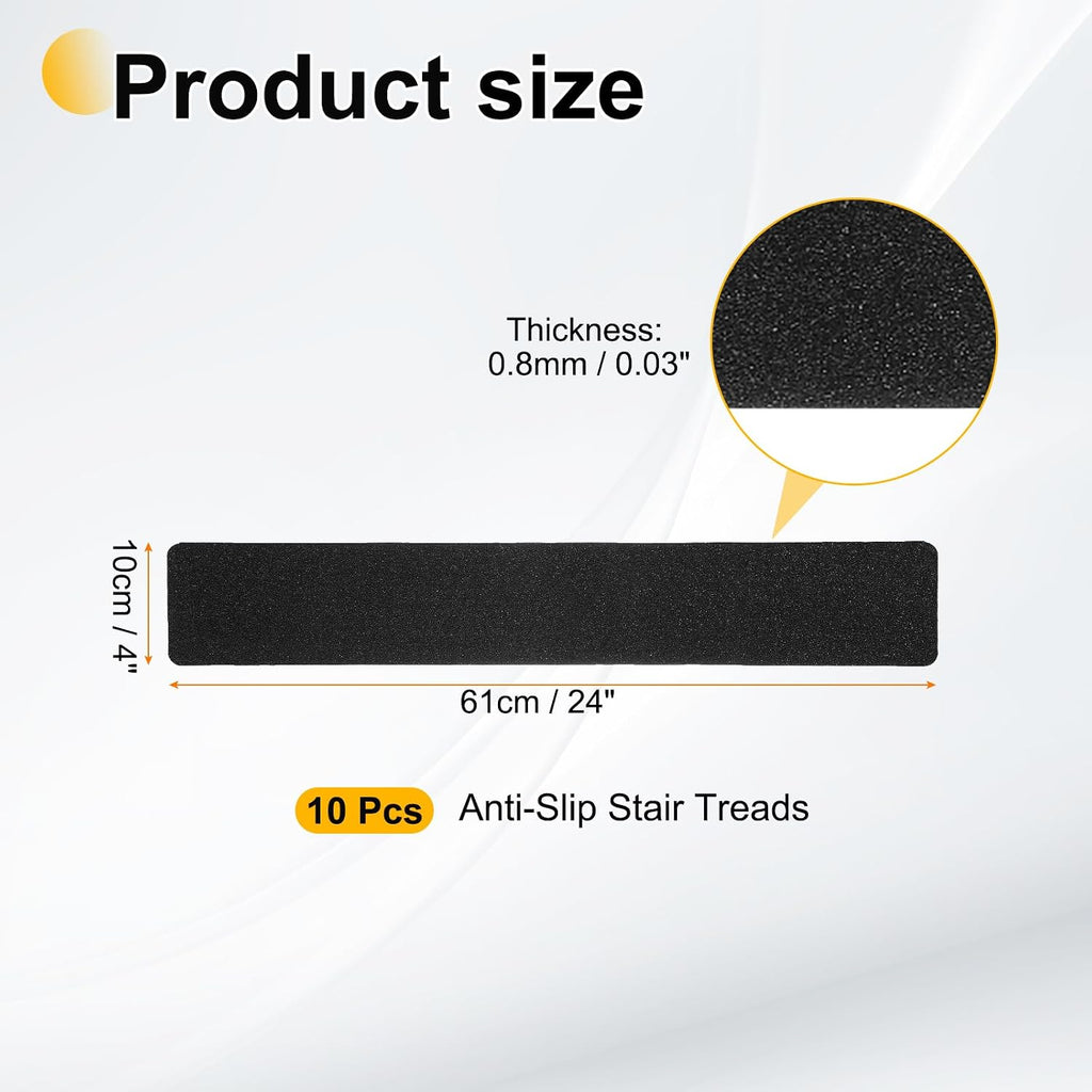 10Pcs Outdoor Stair Treads 4"x24" Non-Slip Step Strips Grip Tape