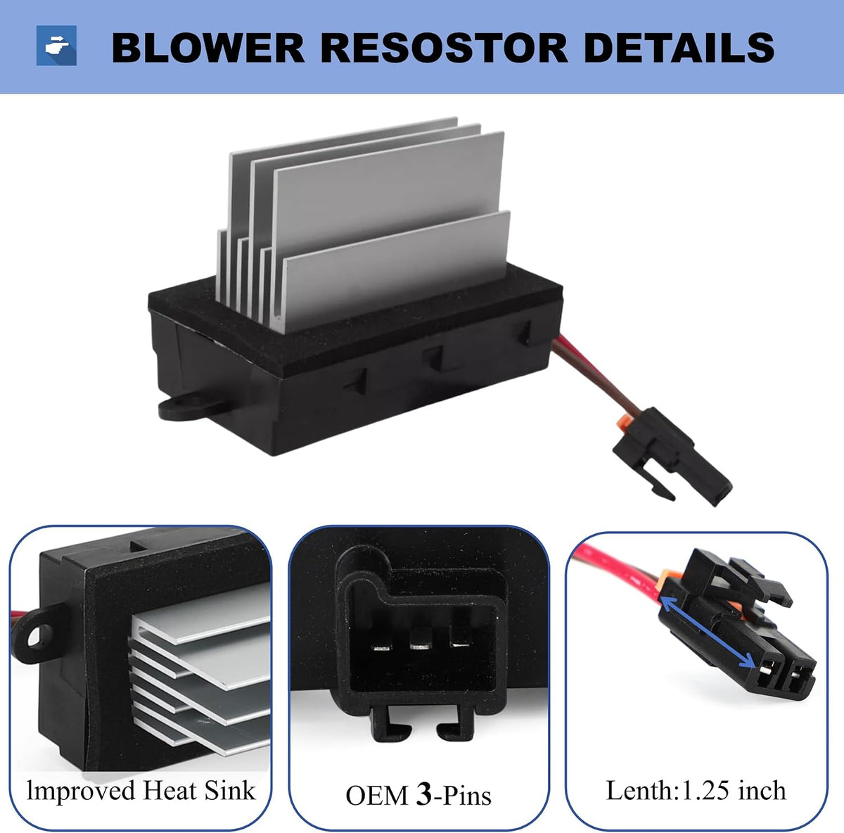 PANNUOSCS Blower Motor Resistor 3GSH-19E624-CA Fit for 2003-2007 Hummer H2