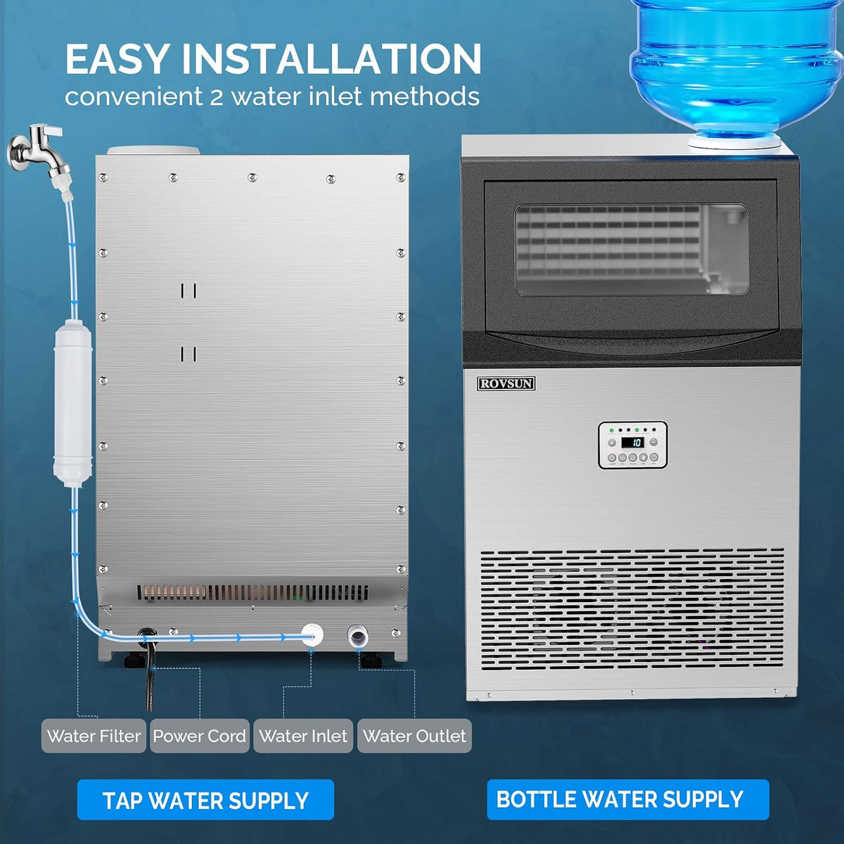 110LBS/24H Commercial Ice Maker Machine with 50lbs Storage