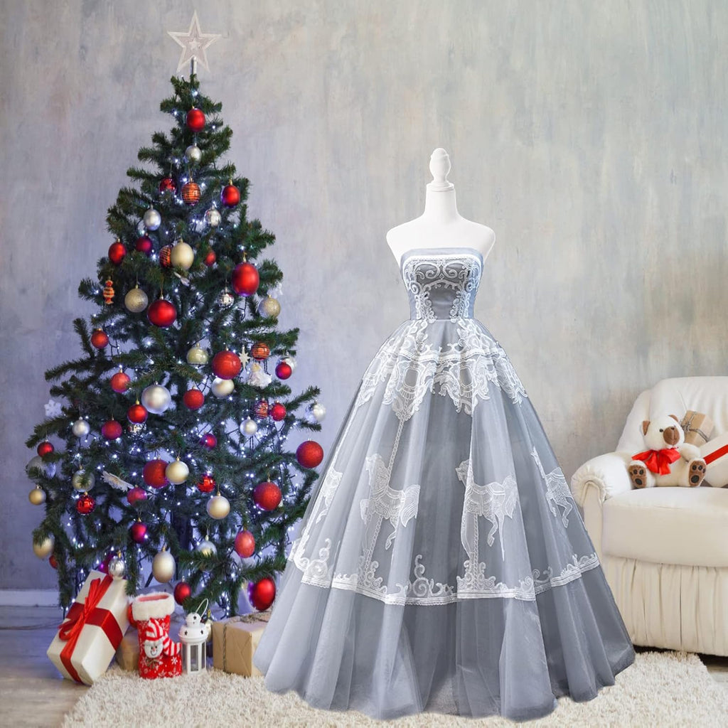 Female Linen Fabric Mannequin Torso Dress Form with Detachable Head, Two Wooden Hands and Height-Adjustable Metal
