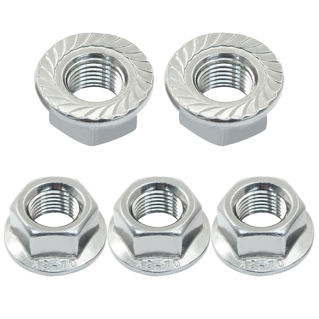 M10/1mm Serrated Flange Hex Nuts, 5Pcs