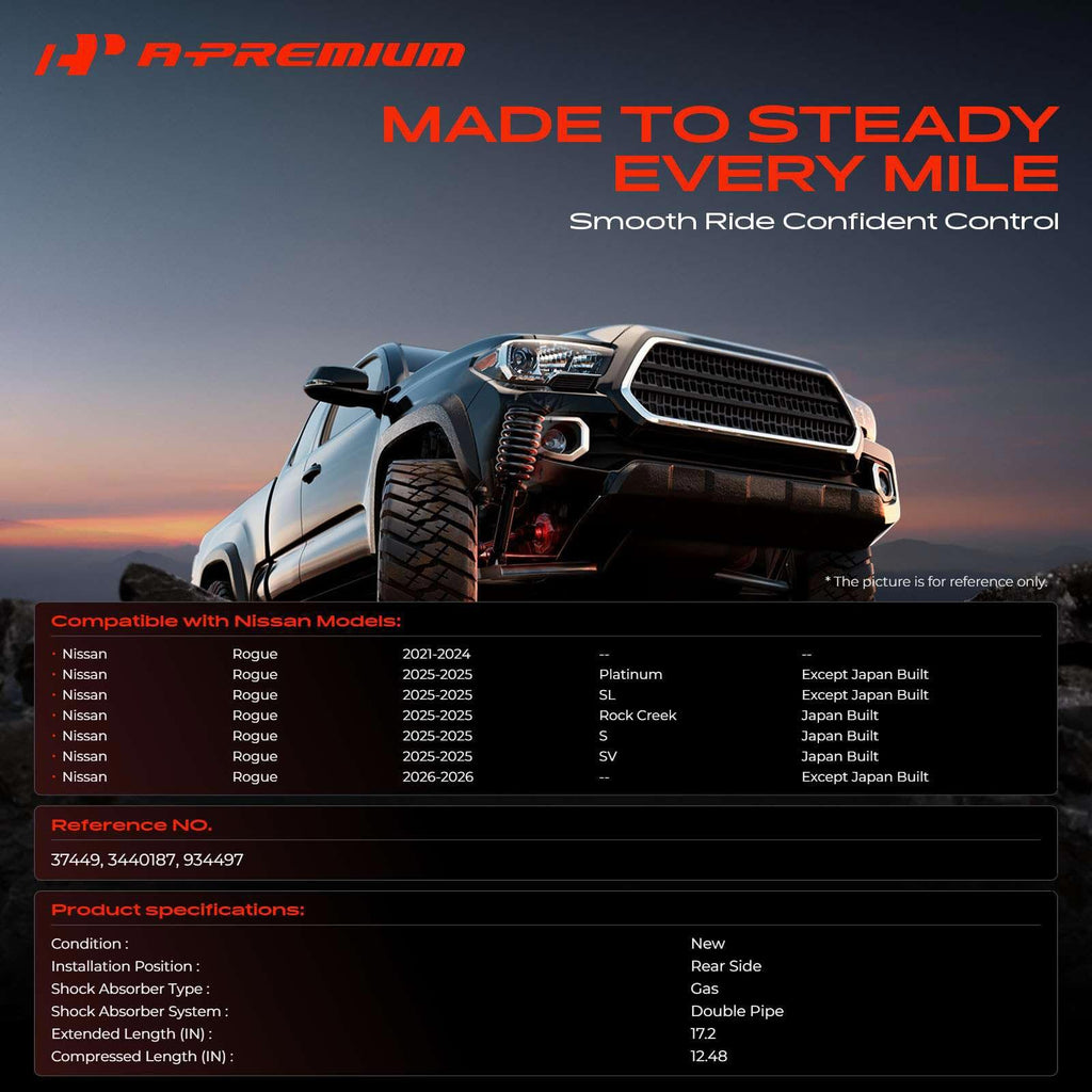 A-Premium Rear Shock Absorbers Compatible with Nissan