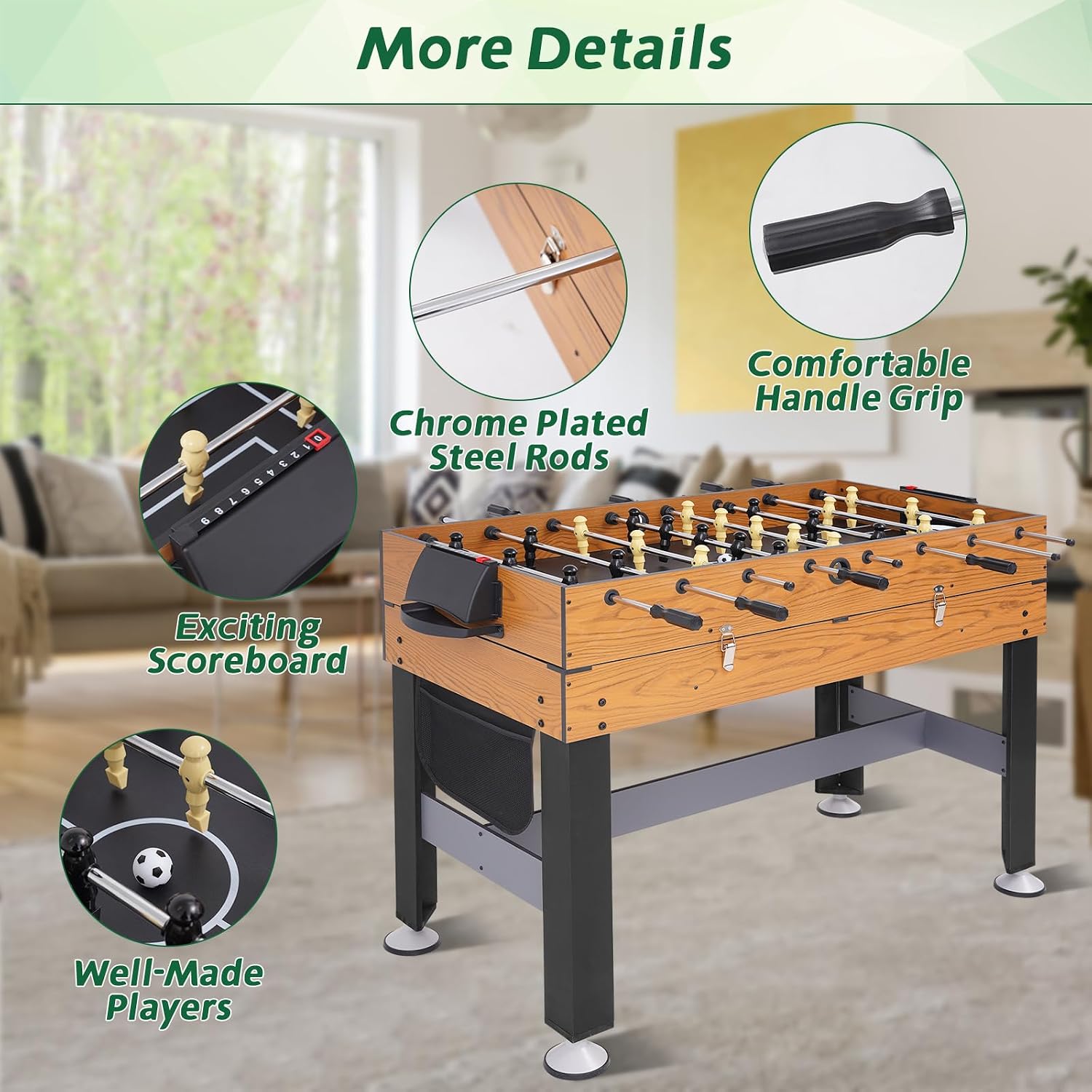 54inch 4-in-1 Multi Game Table Set for Home, Game Room | Combination Game Table w/Billiards, Hockey, Foosball, and