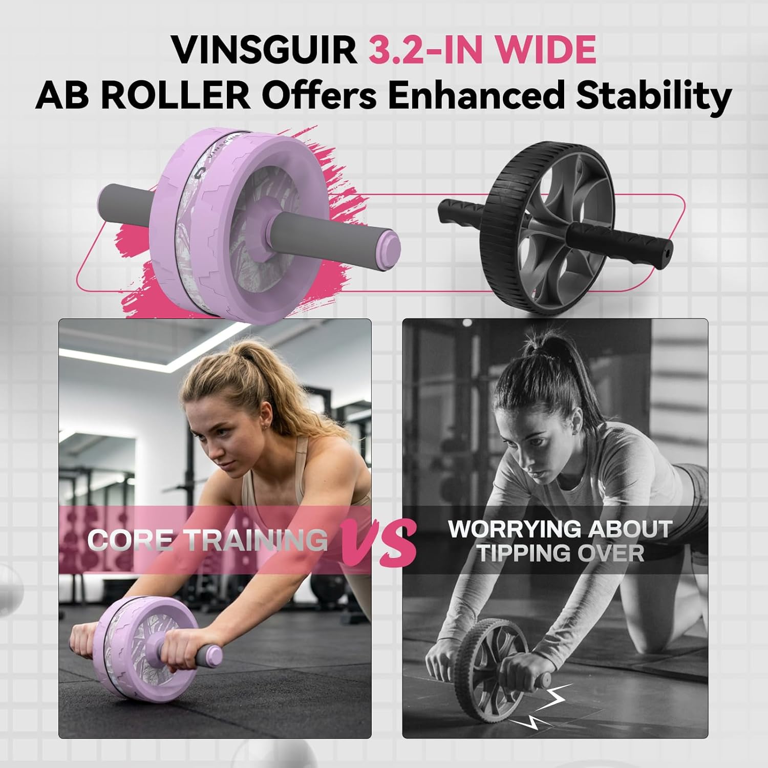Ab Roller Wheel, Abs & Core Workout Equipment for Home Gym with Knee Pad Accessories, Abdominal Wheel for Full-body