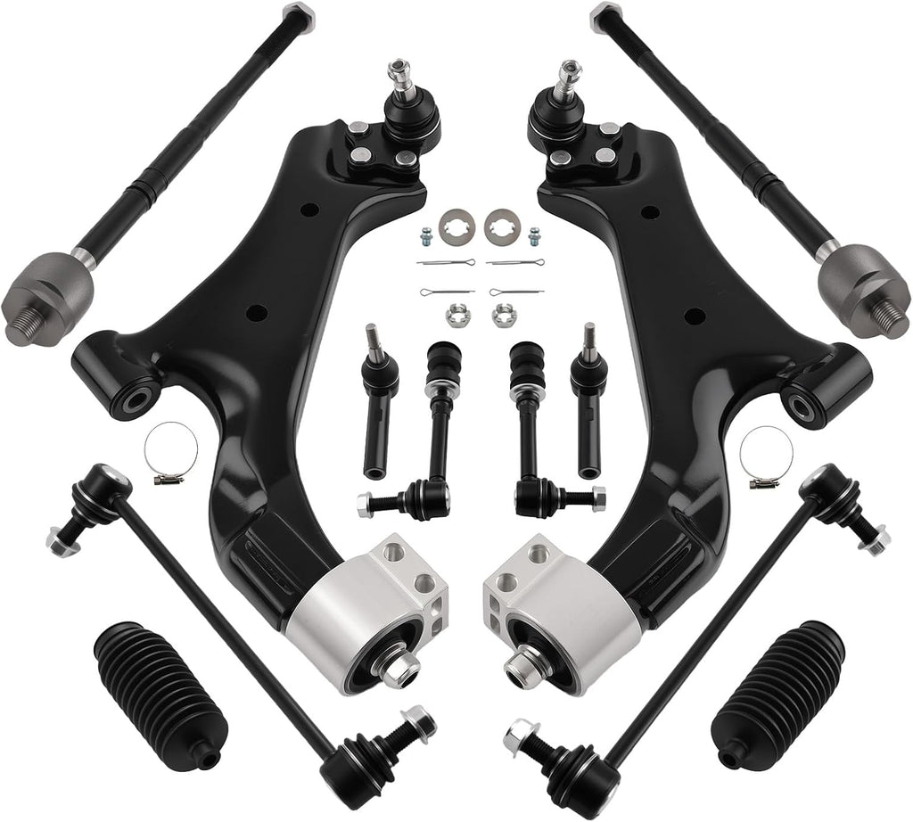 maXpeedingrods 12Pc Front Lower Control Arm Assembly for Chevy Equinox GMC Terrain 2010-2017, K623488 K623489 Front Suspension Lower Control Arms w/Ball Joints Sway Bars Tie Rod Ends Boots & Bellows