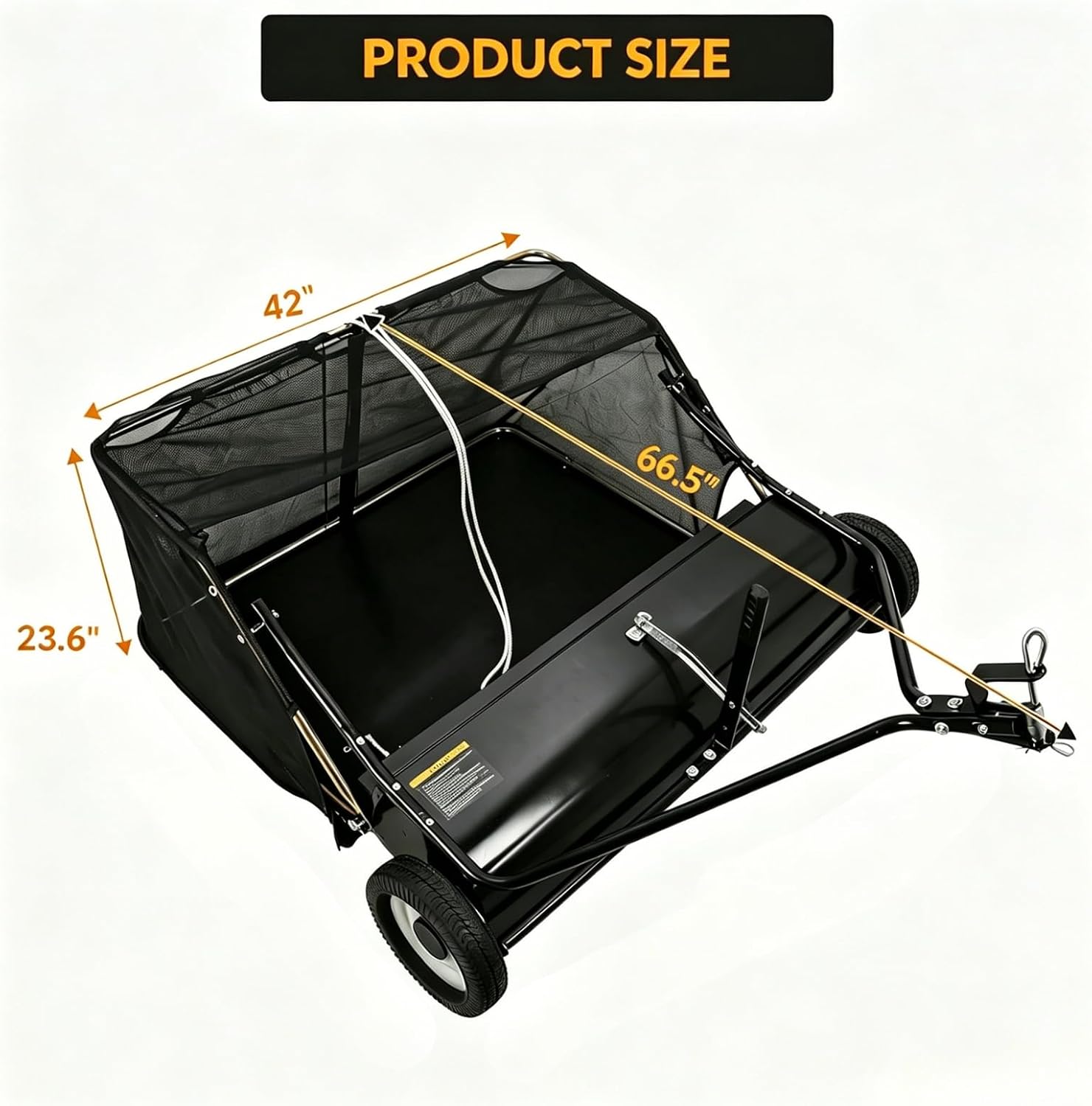 42" Large Capacity Pull Behind Lawn Sweeper with Adjustable Sweeping Height - Leaf & Grass Collector with Dumping