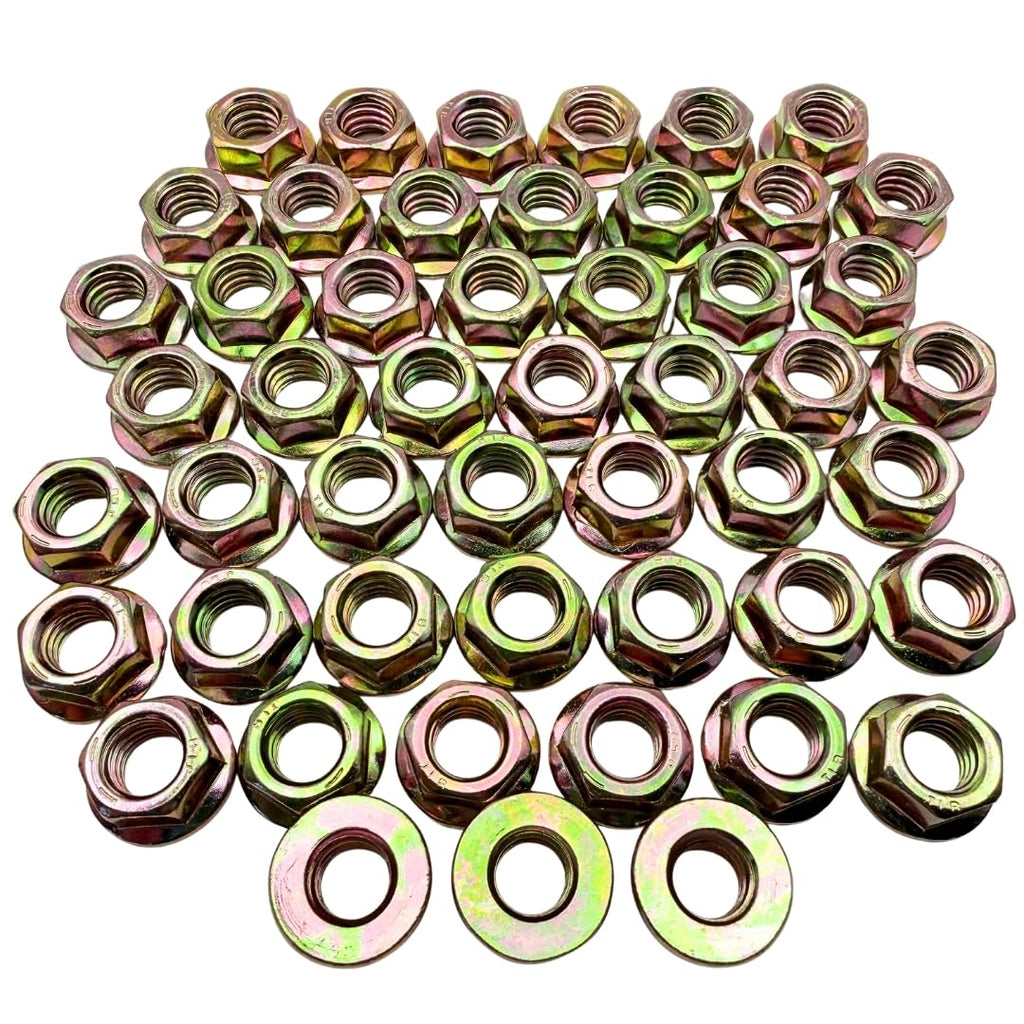 3/8"-16 Flange Nuts (50 Pack) – Grade 8 Built-in Washer Nuts Coarse Thread for Fast, Even Clamping on Frames, Brackets & Heavy Assemblies SAE J995 0.375"