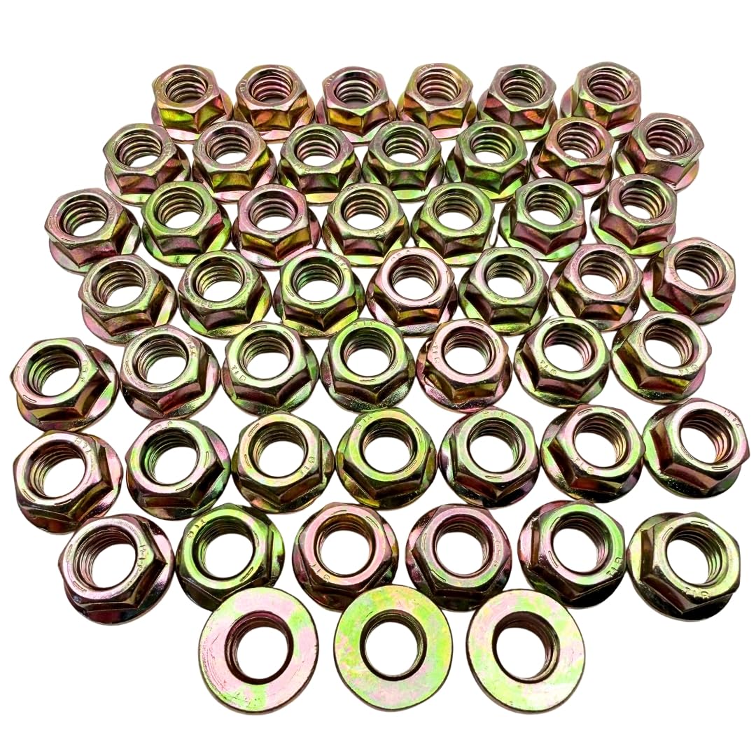 3/8"-16 Flange Nuts (50 Pack) – Grade 8 Built-in Washer Nuts Coarse Thread for Fast, Even Clamping on Frames, Brackets & Heavy Assemblies SAE J995 0.375"