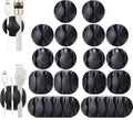 16-Pack Black Cord Organizer - Adhesive Cable Clips Holder for Desk, Wall, Car - Wire Management Clips for iPhone