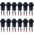 12-Pack 12mm Latching Push Button Switch AC 250V/1.5A 120V/3A ON-Off SPST Normal Open 1NO 2Pins with Pre-soldered Wires Small (12pcs Black Self-Locking)