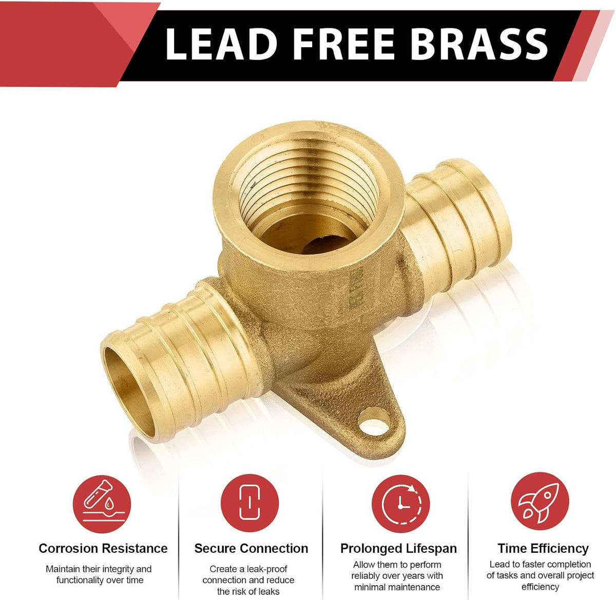 1-PACK EFIELD 1/2"Pex Female Drop-ear Tee Crimp Fitting (PEX1807170-1)