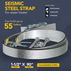 Everflow GWHSE80 Seismic Water Heater Restraining Strap, Galvanized Steel, 80 gallon Chrome 90''