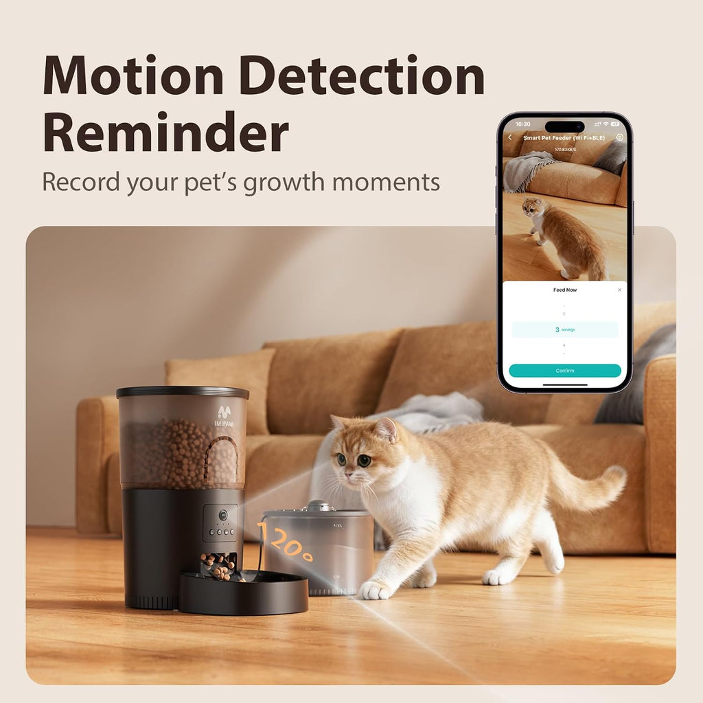 Automatic Cat Feeder with Camera and Water Fountain, HD AI Pet Recognition, APP Remote Control, Timed Food Dispenser