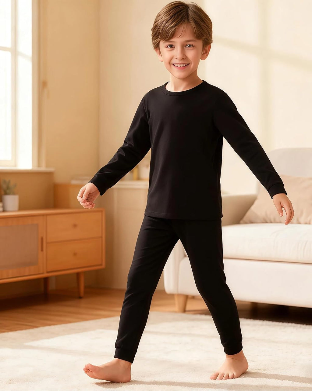 Thermal Underwear for Kids, Boys Thermals Top & Bottom Set, Long Johns Underwear, Base Layer for Cold Winter/Skiing