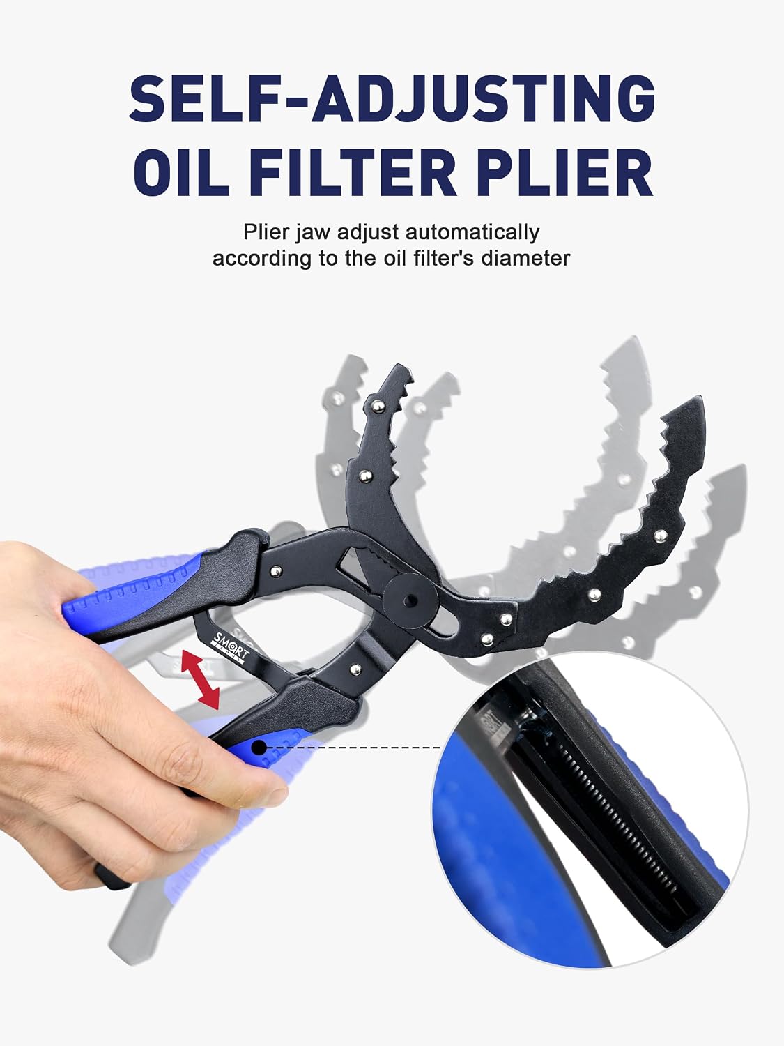 Self-Adjusting Oil Filter Wrench, Adjustable Oil Wrench, Fit 2-5'' Filters | Automotive Oil Change Kit, Self-Adjust