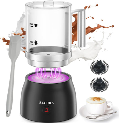 17oz 4-in-1 Electric Milk Frother and Steamer with Glass Jug, Hot/Cold Foam Maker for Latte, Cappuccino, Macchiato &