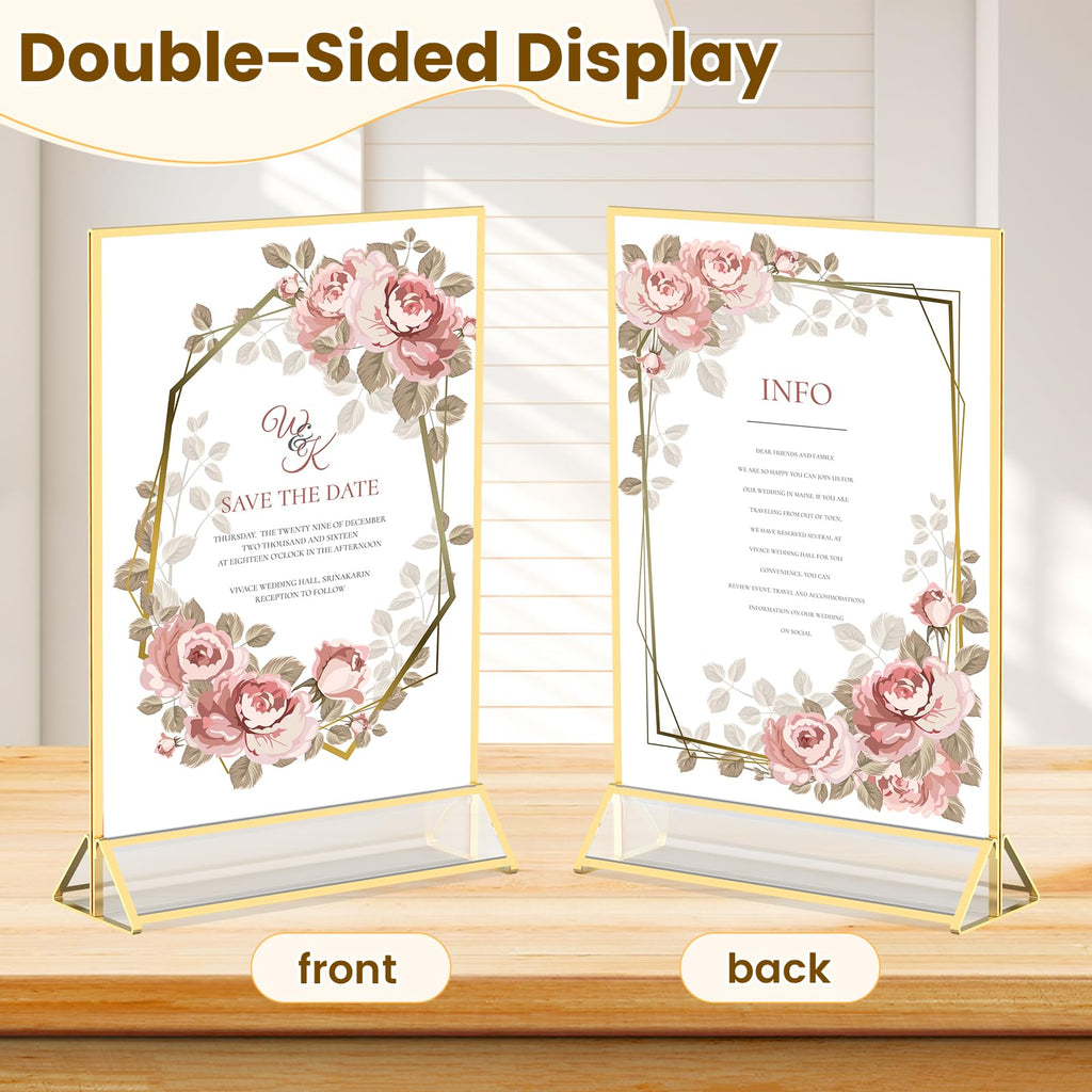 5X7 Acrylic Sign Holder Double-Sided Gold Frames,6 PCS